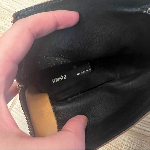 Miista Tan and Black Leather Contrast Heeled Ankle Boot Size EU 40 US 9 - Picture 5 of 12